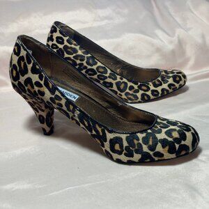 Steve Madden Ultra Leopard Print Calf Hair Pumps Slip On Brown Tan Size 6.5M